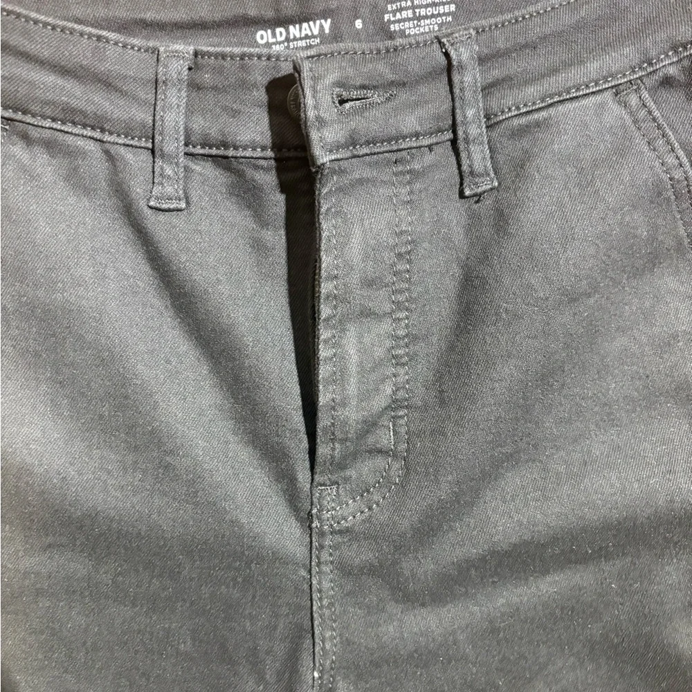 Old Navy Women’s Black Extra High Rise 360 Stretch Trouser Flare Jeans Size 6 - Picture 13 of 14